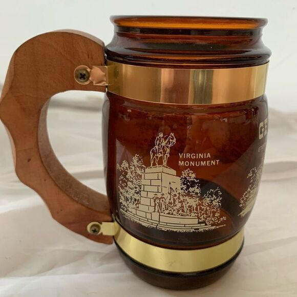 Vintage Gettysburg Pennsylvania Souvenir Brown Mug Wood Hamdle - Picture 2 of 7
